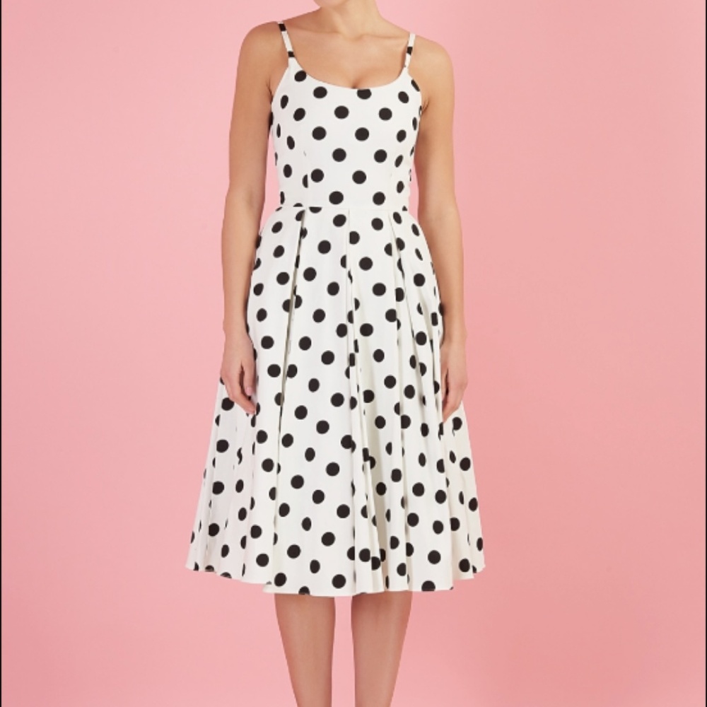 The Pretty Dress Company Priscilla in black and white polka dot UK 13/US 8
